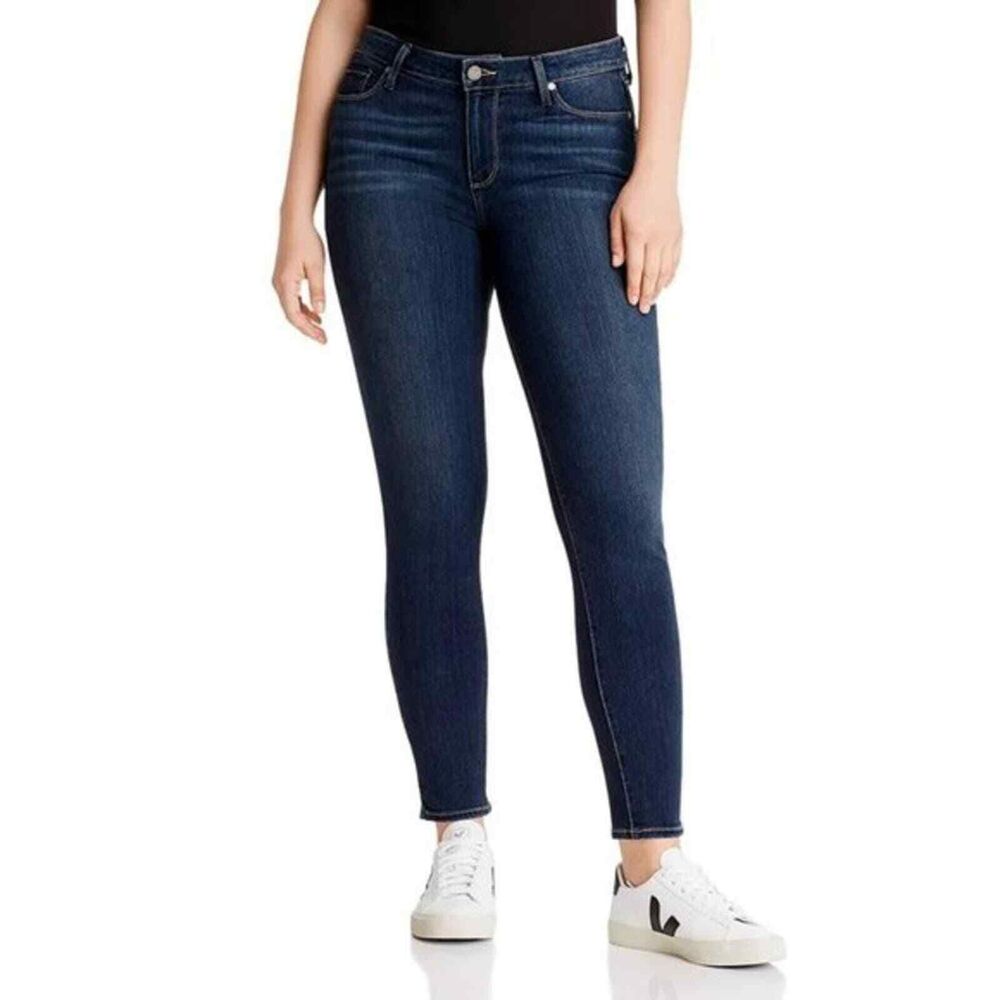 Paige Verdugo Crop Mid Rise Ankle Skinny Denim Jeans Womens Size 28 Dark Wash